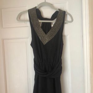 Theory black embellished neck dress